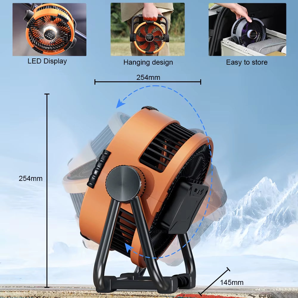 Camping Fan Portable Electric Fan 20000Mah Rechargeable Desktop Air Circulator Wireless Ceiling Electric Fan with Power Bank