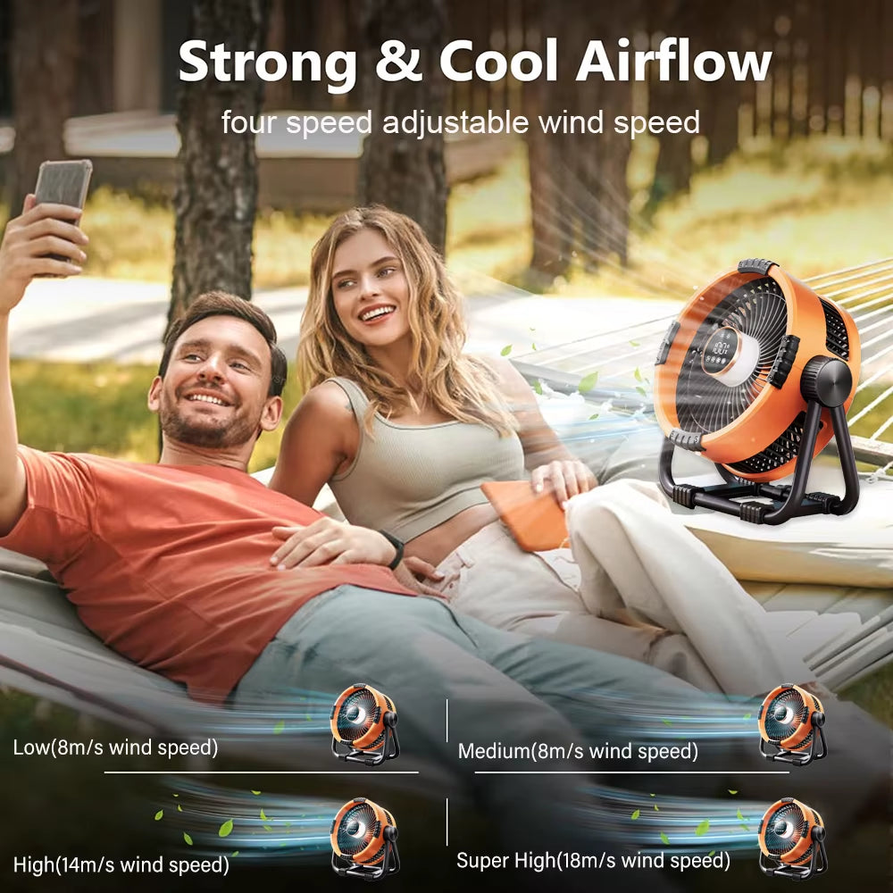 Camping Fan Portable Electric Fan 20000Mah Rechargeable Desktop Air Circulator Wireless Ceiling Electric Fan with Power Bank