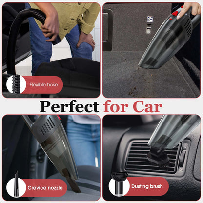 Handheld Vacuum Cordless, Portable Mini Car Vacuum Cleaner Cordless with Powerful Suction, Hand Vacuum Cleaner Cordless Rechageable for Car, Black