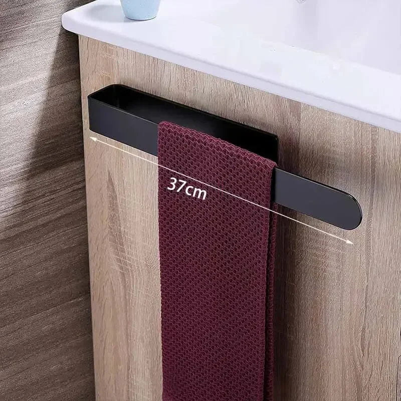 Stainless Steel Towel Rack Hole-Free Self-Adhesive Wall Clothes Rack Bathroom Single Bar Space Saving Towel Rack