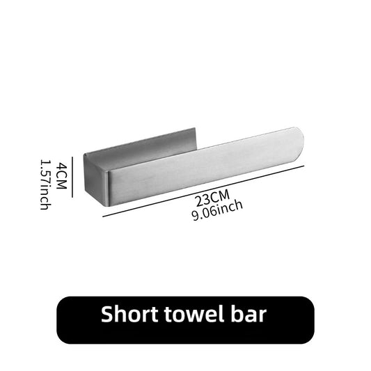 Stainless Steel Towel Rack Hole-Free Self-Adhesive Wall Clothes Rack Bathroom Single Bar Space Saving Towel Rack