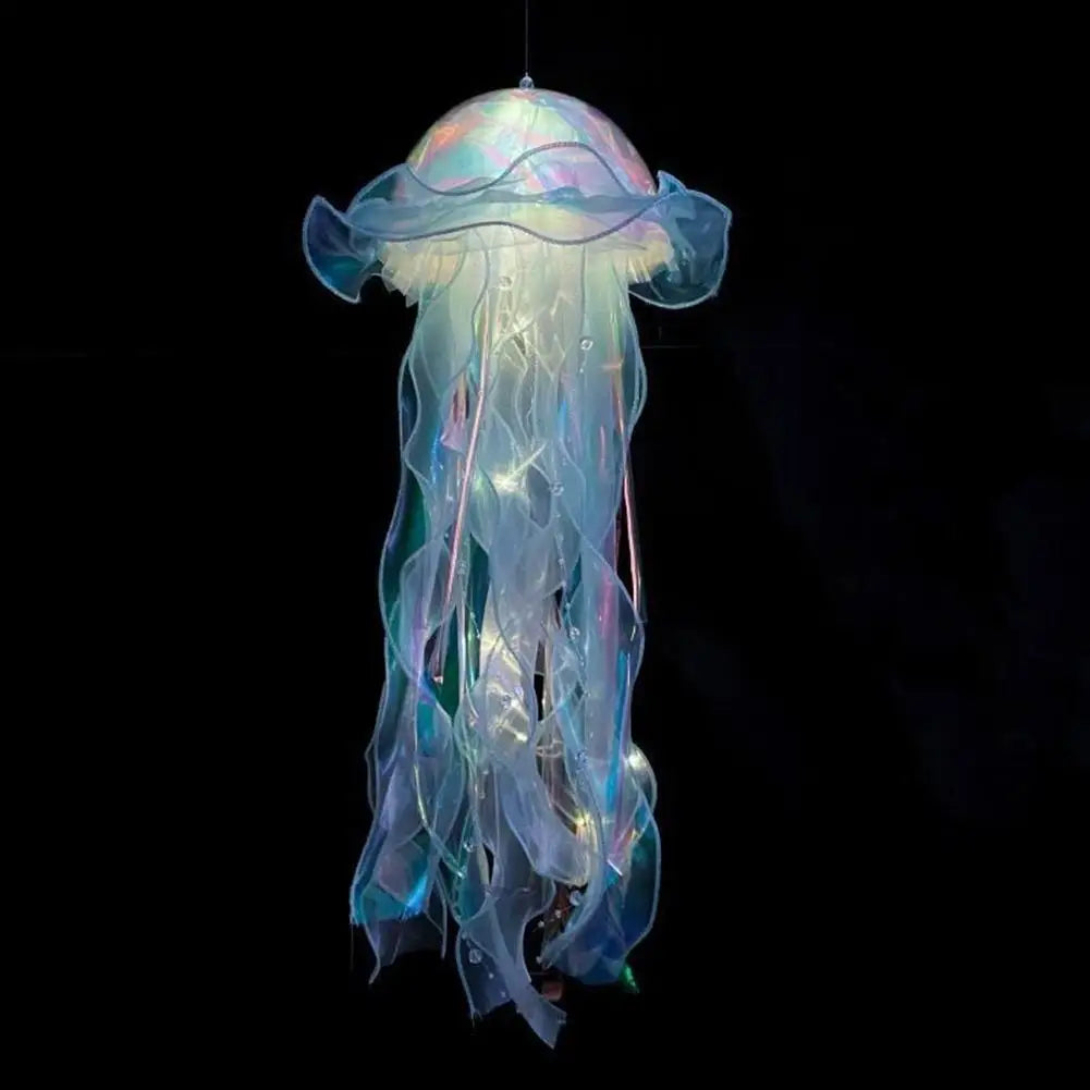Jellyfish Bedroom Light Lamp Button Battery Hanging Ceiling Lantern Realistic with Ribbon&Bead for Children Bedroom