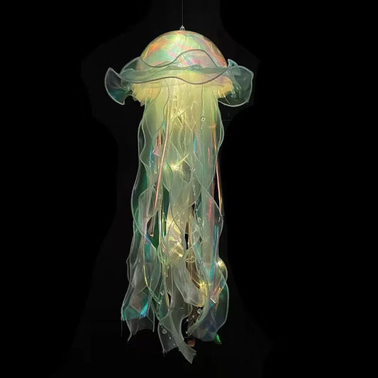 Jellyfish Bedroom Light Lamp Button Battery Hanging Ceiling Lantern Realistic with Ribbon&Bead for Children Bedroom